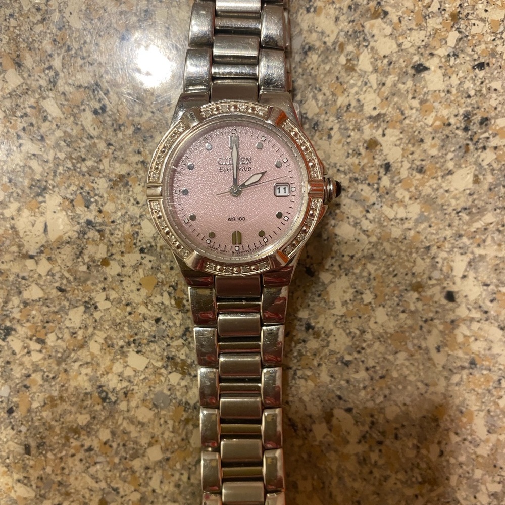Citizen Pink Dial Silver Watch